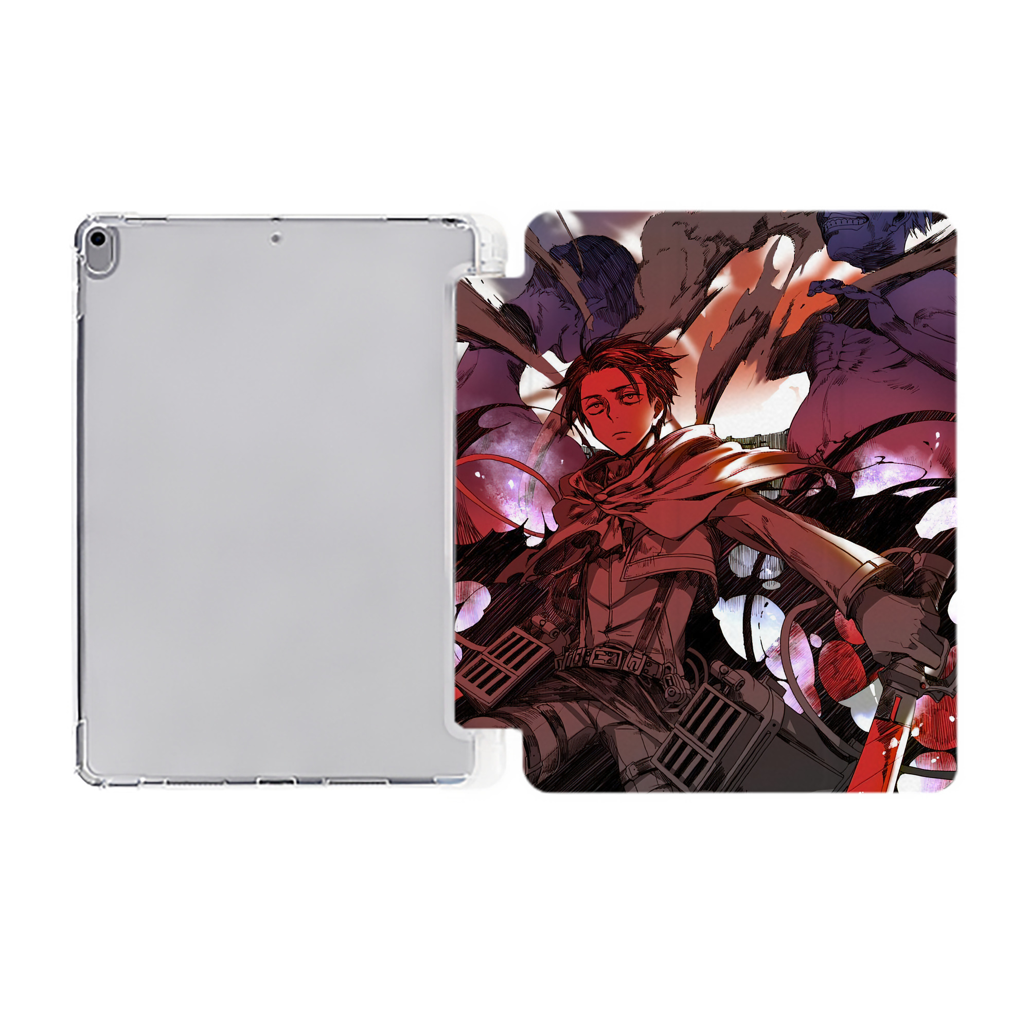 （画像用） 進撃の巨人 Attack on Titan IPad ケース ペン収納付き 三つ折りスタンド PUレザー×シリコン 対応機種9.5/10.5/10.9インチ